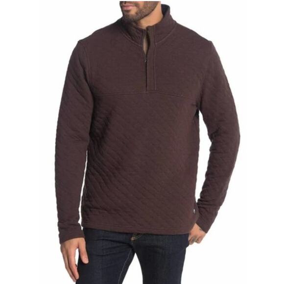 Tailor Vintage Brown Quarter Zip Sweatshirt XL Quilted Jacket Cotton $118 NEW - Picture 1 of 6